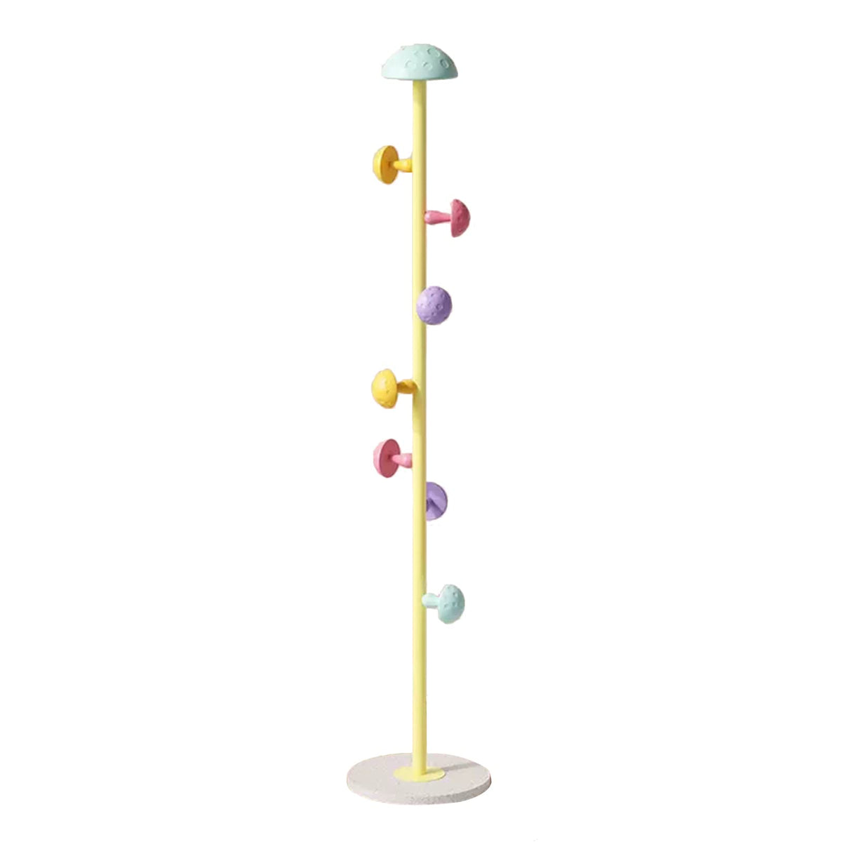 Coat Rack Stand for Children, Metal Freestanding Garment Rack with 8 Mushroom Hooks, Blue