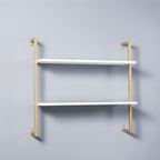 Industrial Wall Mounted Bookshelf Wall Shelf Rack Shoe Store Shoe Rack Wall-Mounted Bookshelf Wrought Iron Bag Rack Multi-Layer Clothing Store Decoration White Gold 31.5" L x 9.8" W x 29.9" H