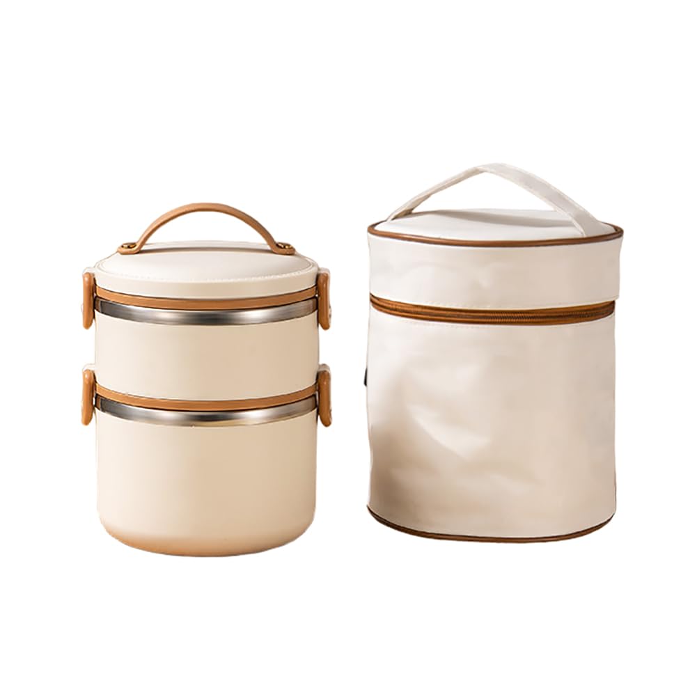 Insulated Food Container，Thermal Soup Flask， Stackable Lunch Box 304 Stainless Steel Leak Proof Lunch Container for Adults Portable Food Container for Office Work Home Picnic(1 Tier 1000ML)