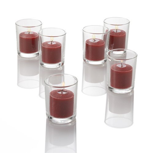 Set of 144 Richland Votive Candles Red Unscented and 144 Clear Glass Eastland Votive Holders