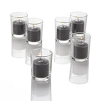 Set of 144 Richland Votive Candles White Unscented and 144 Clear Glass Eastland Votive Holders