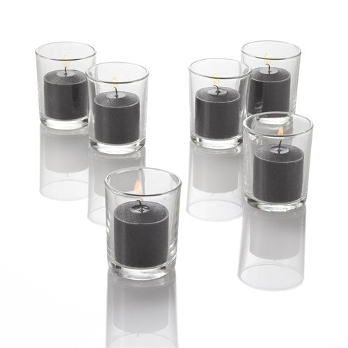 Set of 144 Richland Votive Candles White Unscented and 144 Clear Glass Eastland Votive Holders