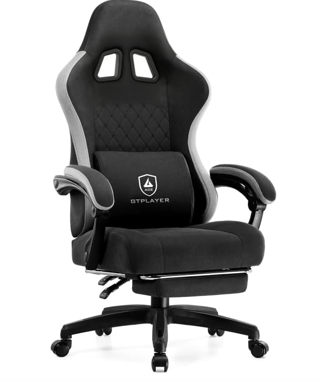 GTPLAYER Gaming Chair, Computer Office Chair with Pocket Spring Cushion, Linkage Armrests and Footrest, High Back Ergonomic Computer Chair with Lumbar Support Task Chair with Footrest(Black)