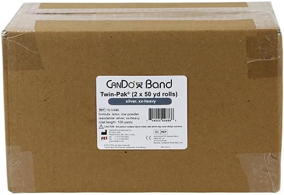 CanDo Twin-Pak Exercise Band, Silver, 100 Yard