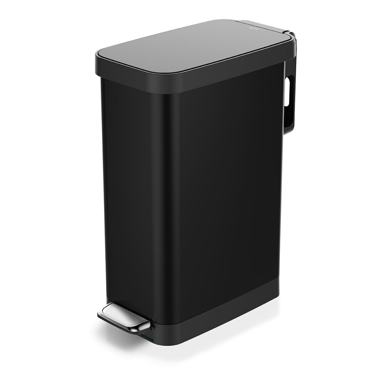 Glad Slim Trash Can with Clorox Odor Protection - Narrow Kitchen Garbage Bin with Soft Close Lid, Step On Foot Pedal and Waste Bag Roll Holder, All Stainless, 12 Gallon/45 Liter