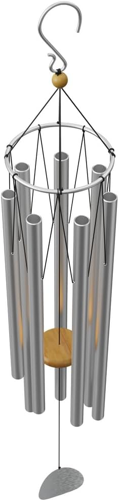 Wind Chimes for Outside and Inside – 44 inch – 528hz Solfeggio Healing Tones - Silver