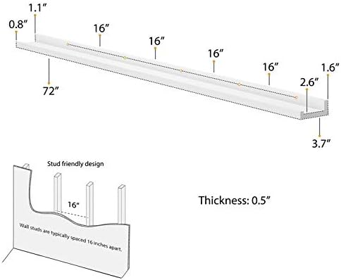 Wallniture Denver White Picture Ledge 72" Floating Shelves for Wall, Bookshelf for Living Room, Bedroom and Nursery Decor, Set of 2
