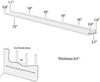 Wallniture Denver White Picture Ledge 72" Floating Shelves for Wall, Bookshelf for Living Room, Bedroom and Nursery Decor, Set of 2