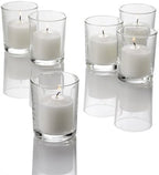 Set of 144 Richland Votive Candles Purple Unscented and 144 Clear Glass Eastland Votive Holders
