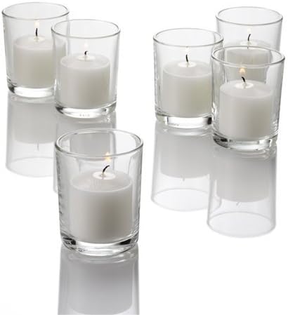 Set of 144 Richland Votive Candles Purple Unscented and 144 Clear Glass Eastland Votive Holders