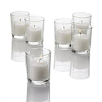 Set of 144 Richland Votive Candles Purple Unscented and 144 Clear Glass Eastland Votive Holders