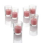 Set of 144 Richland Votive Candles Purple Unscented and 144 Clear Glass Eastland Votive Holders