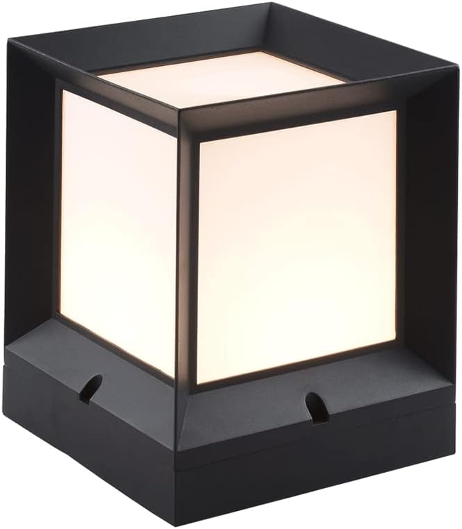 Square 1 Pack Pillar Light Waterproof Post Light with Mount Base Outdoor Modern Column Light for Path Door Garden Park Decor E27 Post Pillar Lamp Bulbs Not Included