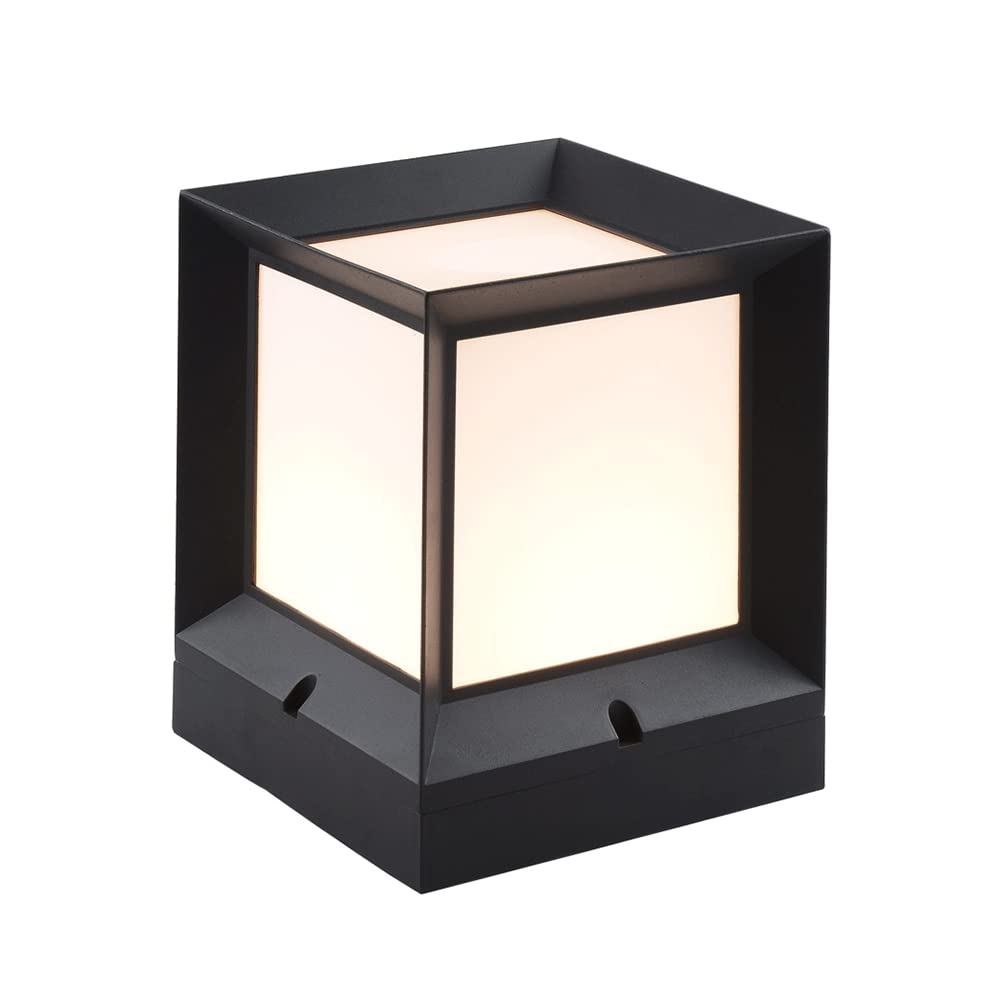 Square 1 Pack Pillar Light Waterproof Post Light with Mount Base Outdoor Modern Column Light for Path Door Garden Park Decor E27 Post Pillar Lamp Bulbs Not Included
