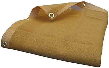 12'x20' Beige Tan Mesh Super Heavy Duty Mesh Tarp Net Sail Sun Shade Awning and Fence Screen Patio and Canopy Cover (Finished Size 11'.6 x 19'.6)