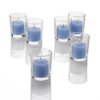 Set of 144 Richland Votive Candles Purple Unscented and 144 Clear Glass Eastland Votive Holders