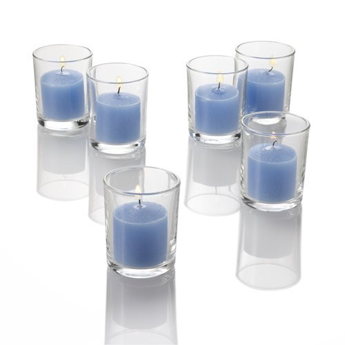 Set of 144 Richland Votive Candles White Unscented and 144 Clear Glass Eastland Votive Holders