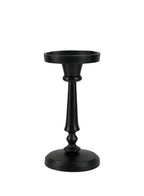 Serene Spaces Living Twilight Black Pillar Candle Holder, Elegant Cast Iron Candle Stand for Home Décor, Weddings, Birthdays, Cozy Evenings - Sturdy Base, 4.25" Diameter & 8.75" Tall, Pack of 6