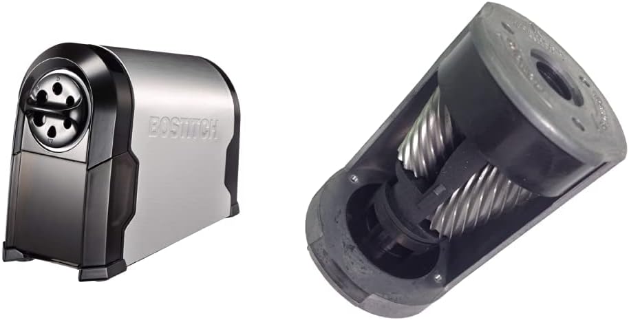 Bostitch Office SuperPro Glow Extra Heavy Duty Commercial Classroom Electric Pencil Sharpener with Replaceable Cutter Cartridge System, 6-Hole, Silver/Black & Bostitch Replacement Cutter for EPS14HC