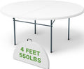 48 Inch Round Folding Table, Heavy Duty 550lbs Capacity, Foldable Design & Sturdy, Folding Dining Table for Camping, Party, Dining