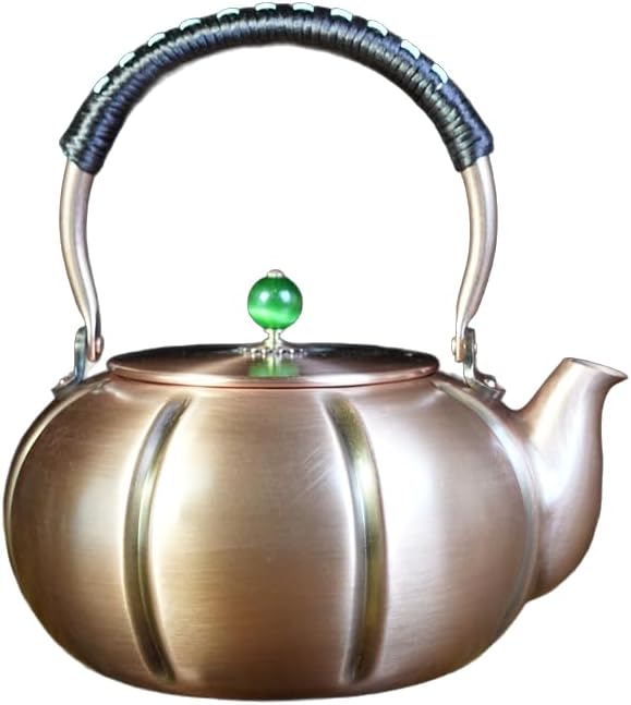 2000ml Large Pumpkin Shape Handmade Teapot Stove Top Copper Tea Pot Turkish Tea Pot Pure for Stovetop Copper Tea Kettle Stovetop (Pot 2000ml)