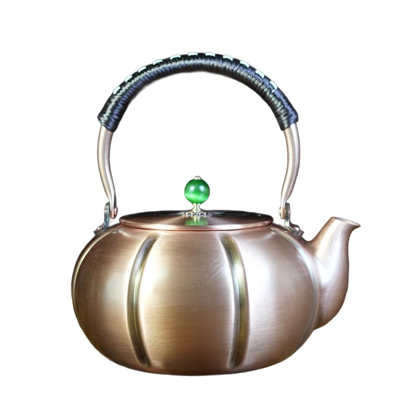 2000ml Large Pumpkin Shape Handmade Teapot Stove Top Copper Tea Pot Turkish Tea Pot Pure for Stovetop Copper Tea Kettle Stovetop (Pot 2000ml)