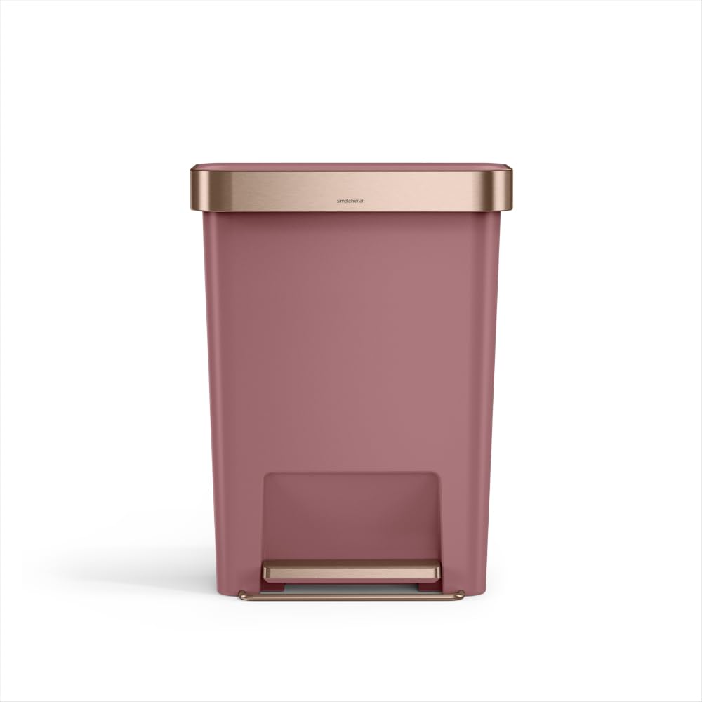 simplehuman 45 Liter / 12 Gallon Rectangular Kitchen Step Trash Can with Soft-Close Lid, Grey Plastic