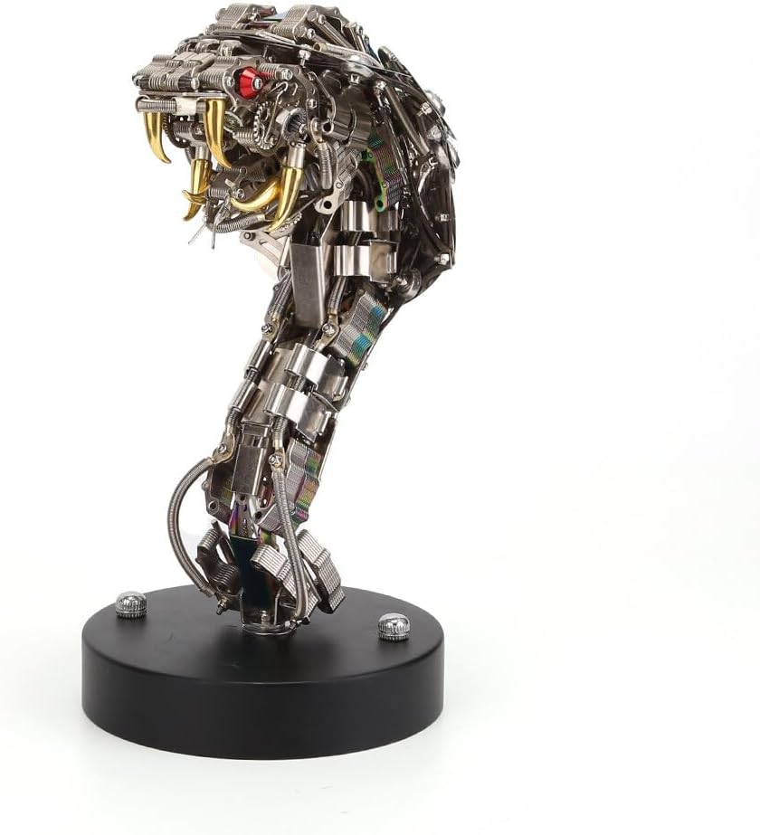 3D Metal Puzzle Half-Body Serpent Model Kit, 400PCS DIY Assemble Steampunk Bio-Mechanical Half-Body Serpent with LED Lights, Creative Handcrafted Art Craft Desktop Display & Decoration for Adults