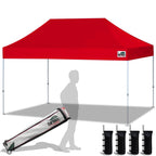 Eurmax USA 10x10ft Pop Up Canopy,Commercial Instant Tent for Outdoor Events,Patented No-Tip Rolling Storage Bag with 4 Sandbags,UV & Water Resistant,Heavy Duty Portable Shelter Gazebo,White