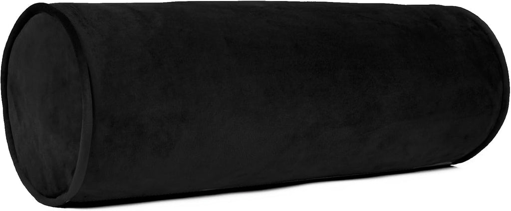 Sherry Kline Velvet Neck Bolster Pillows Set of 2, Plush Velvet Decorative Cylinder Throw Pillows for Couch, Sofa & Bed, Round Accent Pillow, Back & Neck Support, Brown, 18" x 6"