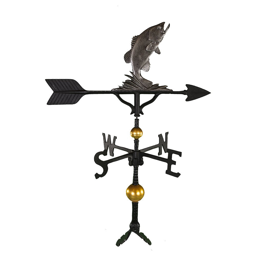 Montague Metal Products Aluminum Bass Weathervane - Deluxe, Gold