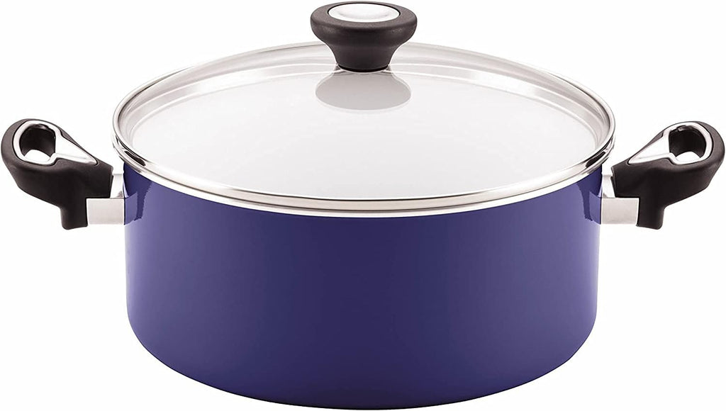 Farberware 17490 Ceramic Dishwasher Safe Nonstick Cookware Set / Pots and Pans Set - 12 Piece, Blue