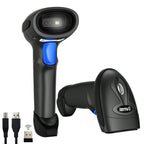 LENVII CW200 2D Barcode Scanner Wireless 2 in 1 Handhold Barcode Reader QR Code Scanner USB Bar Code Scanner for Shop use Store,Supermarket, Warehouse (Blue)