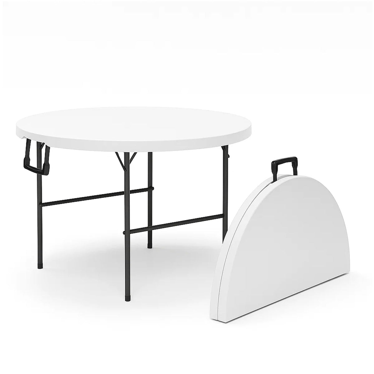 2 PACK of 4 Feet Foldable Table Adjustable Height with Built in Handle, Steel Legs | 4FT Heavy Duty Portable | Perfect for Party Dining Wedding Events Picnic Indoor Outdoor Camping Folding - 4 Foot