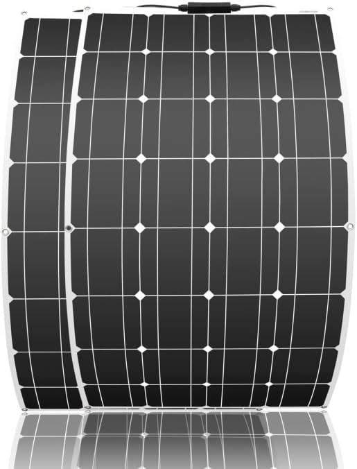 200W 12V (2pcs 100W) Flexible Monocrystalline Solar Panel with Solar Cable Waterproof Photovoltaic Module for Non-Flat Surface
