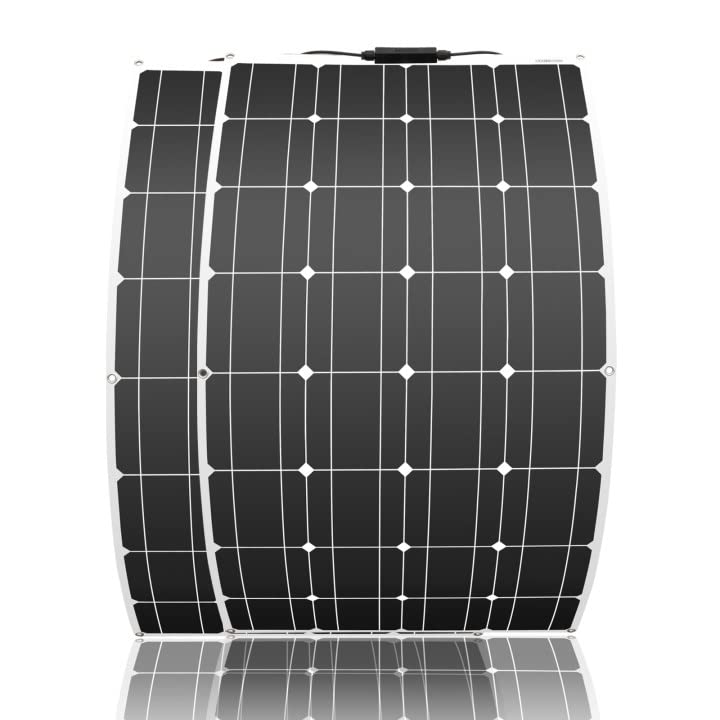 300W Flexible Solar Panel (3pcs 100w) 24V/12V Solar Panel Monocrystalline Silicon Photovoltaic Solar Charger is Suitable for RV Yacht Camping and Other Uneven Surfaces