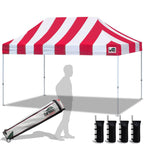 Eurmax USA 10x10ft Pop Up Canopy,Commercial Instant Tent for Outdoor Events,Patented No-Tip Rolling Storage Bag with 4 Sandbags,UV & Water Resistant,Heavy Duty Portable Shelter Gazebo,White