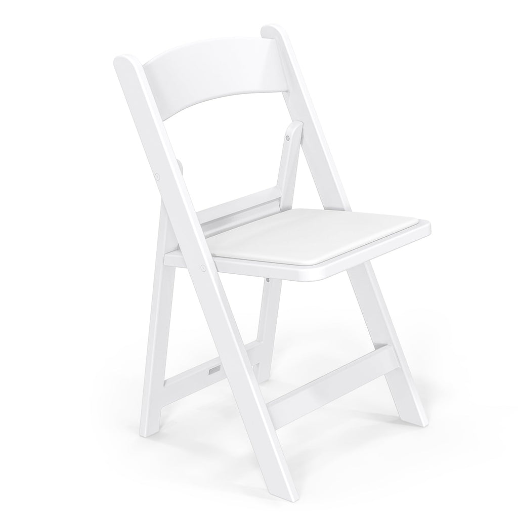 VINGLI Resin Folding Chairs with Cushion, Foldable Plastic Chair with Comfortable Padded Seats, Perfect for Event Party Indoor Outdoor, White, 8 PC