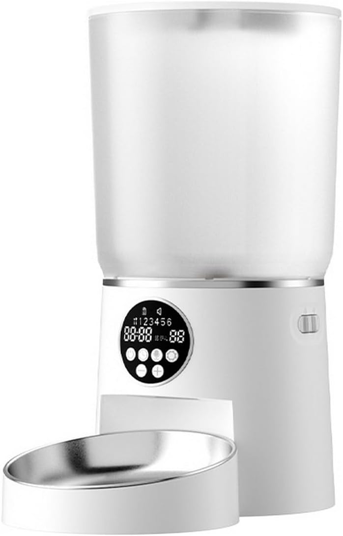 The Ultimate 4.2L Smart pet automatic feeder - Fresh & Timely Meals, Voice Calls, Multiple Food Compatibility, Power-Backup - Perfect for Cats & Dogs! (button-white)