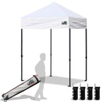 Eurmax USA 10x10ft Pop Up Canopy,Commercial Instant Tent for Outdoor Events,Patented No-Tip Rolling Storage Bag with 4 Sandbags,UV & Water Resistant,Heavy Duty Portable Shelter Gazebo,White