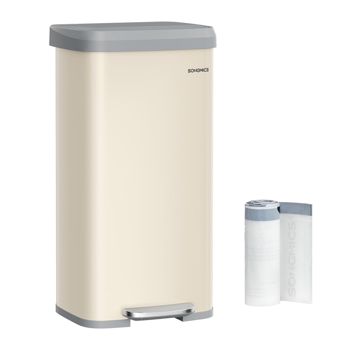SONGMICS Kitchen Trash Can, 21 Gallon (80 L) Stainless Steel Garbage Can, with Stay-Open Lid and Step-on Pedal, Soft Closure, Tall, Large and Space-Saving, Black ULTB534B01