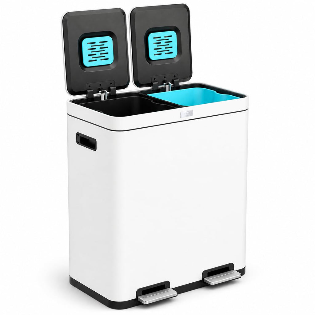 Home Zone Living 19 Gallon Kitchen Trash Can with Dual Compartments
