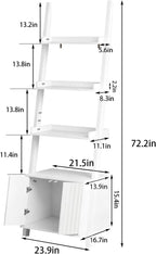 4-Tier Ladder Bookshelf with Storage Cabinet,Display Shelf,White