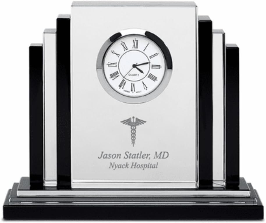 Executive Gift Shoppe Doctor Personalized Step Design Premier Crystal Clock