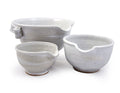 Stoneware Pottery Batter Bowls, 3-Piece Nesting Set, French Blue Glaze