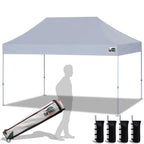 Eurmax USA 10x10ft Pop Up Canopy,Commercial Instant Tent for Outdoor Events,Patented No-Tip Rolling Storage Bag with 4 Sandbags,UV & Water Resistant,Heavy Duty Portable Shelter Gazebo,White