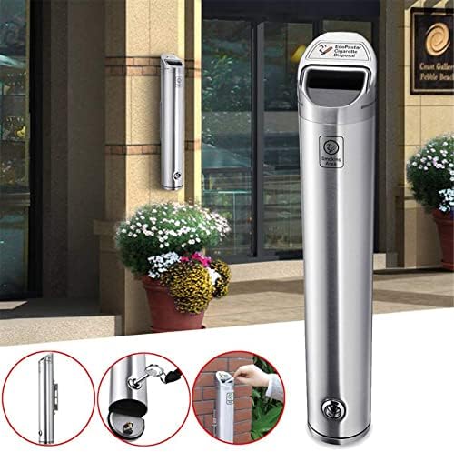 Wall Mounted Stainless Steel Cigar Ashtray for Outdoor Public Spaces - Large Capacity Commercial Cigarette Butts Container, Durable Smokers Outpost Ashtray