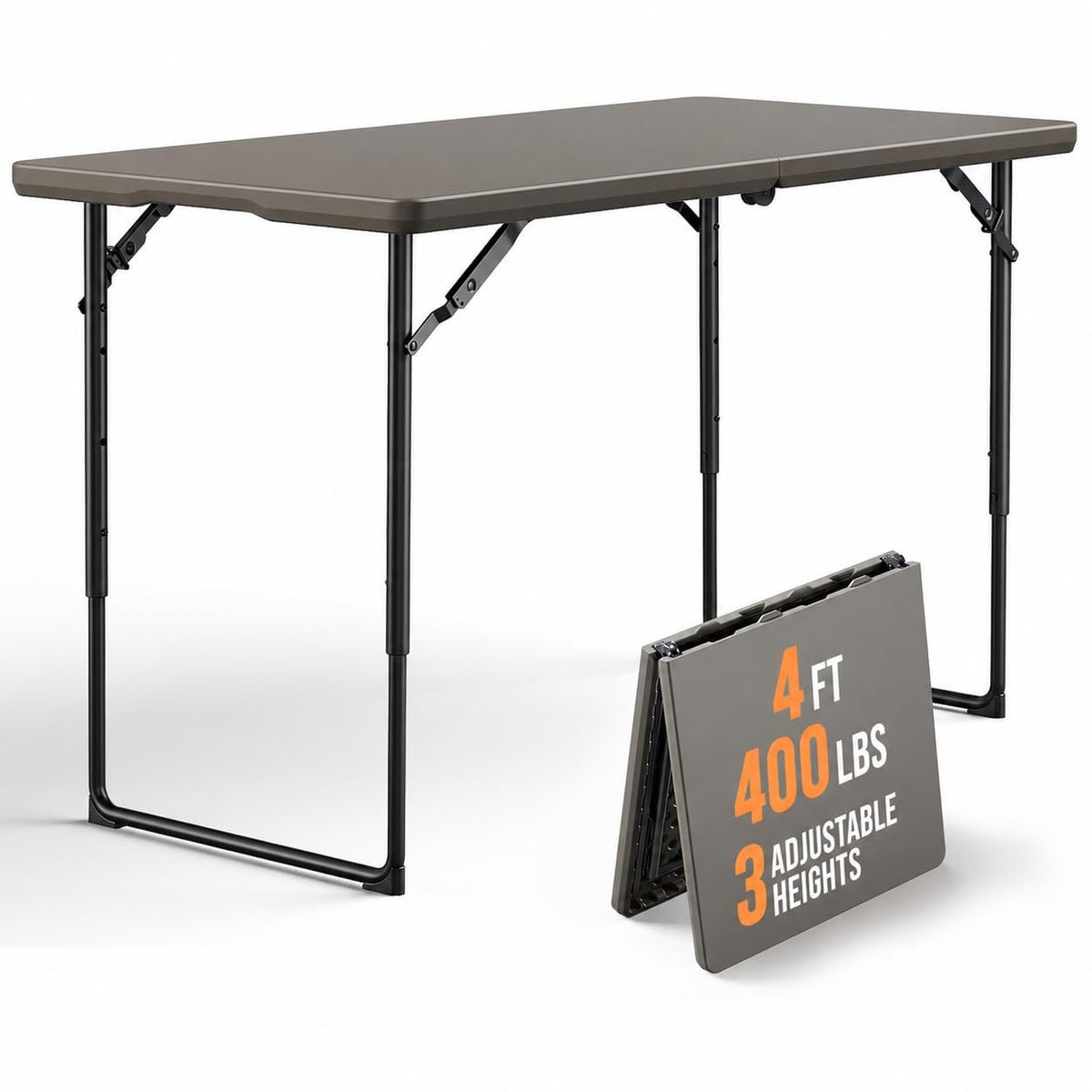Folding Table 5FT 2 Pack Heavy Duty Plastic Table, Foldable & Portable, Fold-in-Half Utility Tables for Outdoor, Dining, Wedding, Events, Indoor, Picnic, Camping, Party,White