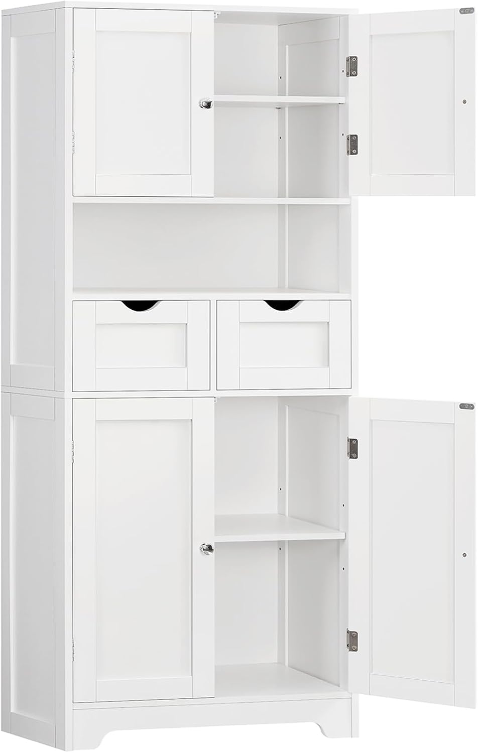 TEENFON Tall Bathroom Storage Cabinet with 4 Doors & 2 Adjustable Shelves