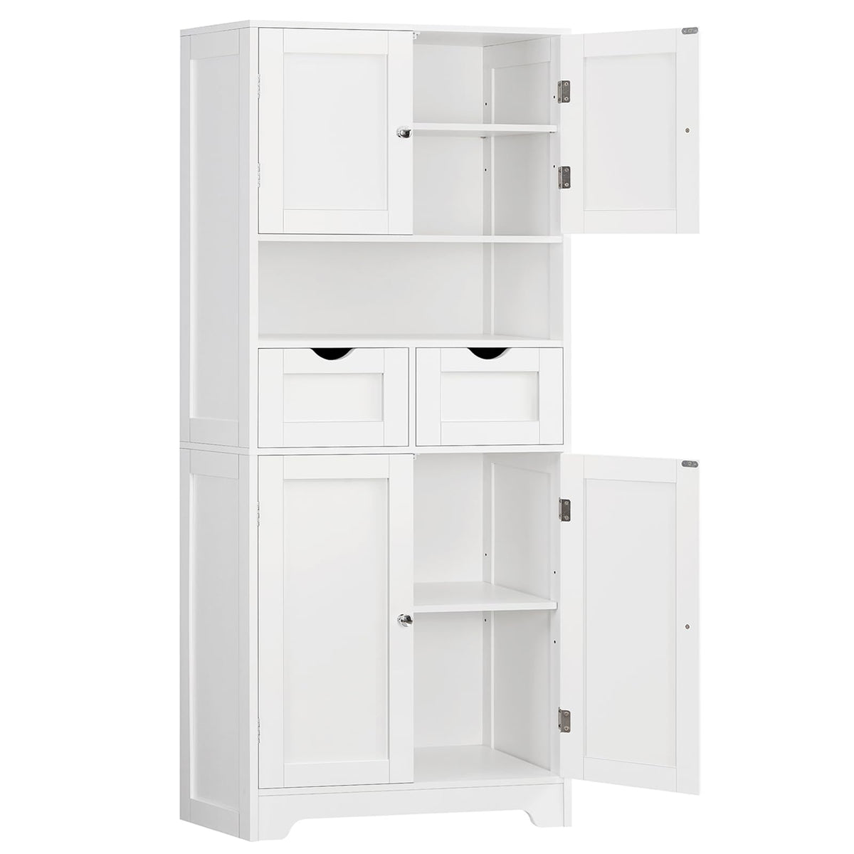 TEENFON Tall Bathroom Storage Cabinet with 4 Doors & 2 Adjustable Shelves